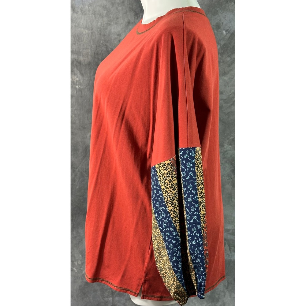 Belle BOHO by Kim Gravel Burnt Orange L/S Knit Dropped Shoulders Top 2X (15965) - Picture 4 of 8